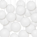 100-Pack 16 Inch White Parallel Ribbing Round Paper Lanterns - Luna Bazaar | Boho & Vintage Style Decor