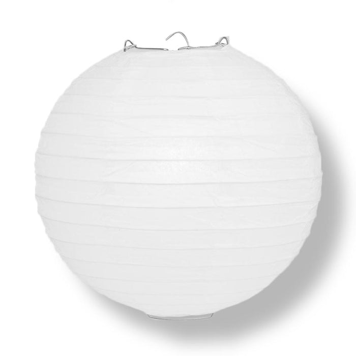 100-Pack 16 Inch White Parallel Ribbing Round Paper Lanterns - Luna Bazaar | Boho & Vintage Style Decor