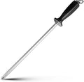 12-Inch Diamond-Coated Knife Sharpening Rod, Honing Steel, Black