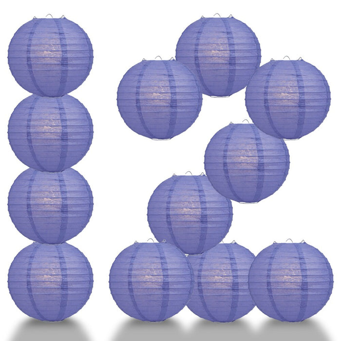 12-Pack 16 Inch Astra Blue / Very Periwinkle Parallel Ribbing Round Paper Lantern - Luna Bazaar | Boho & Vintage Style Decor