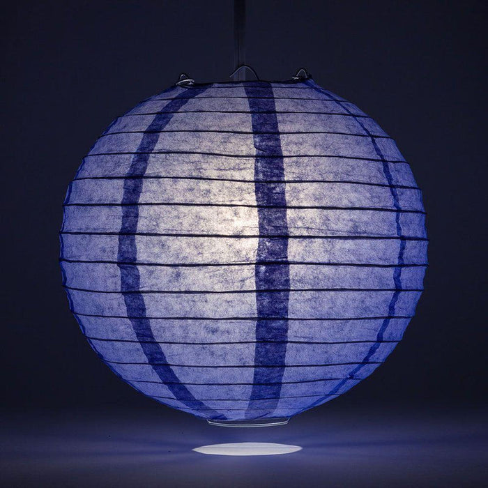 12-Pack 16 Inch Astra Blue / Very Periwinkle Parallel Ribbing Round Paper Lantern - Luna Bazaar | Boho & Vintage Style Decor