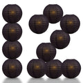 12-Pack 16 Inch Black Parallel Ribbing Round Paper Lantern - Luna Bazaar | Boho & Vintage Style Decor