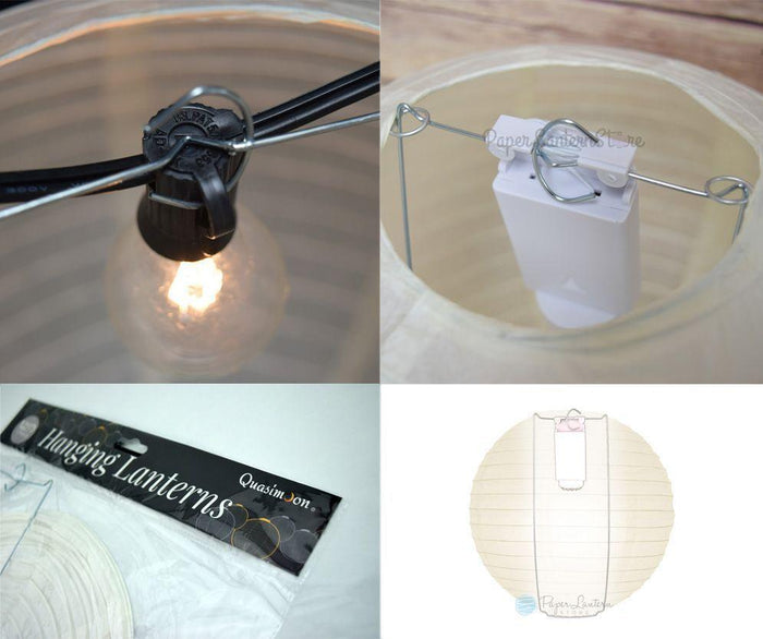 12-Pack 16 Inch Black Parallel Ribbing Round Paper Lantern - Luna Bazaar | Boho & Vintage Style Decor