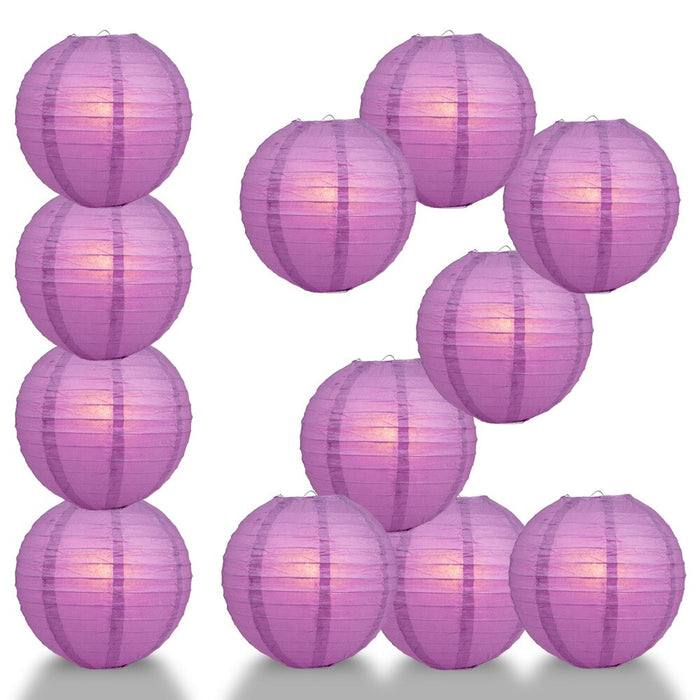 12-Pack 24 Inch Violet / Orchid Parallel Ribbing Round Paper Lantern - Luna Bazaar | Boho & Vintage Style Decor