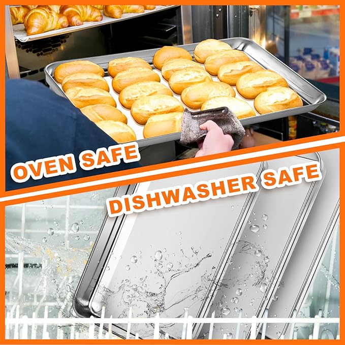 12-Piece 16 Inch Baking Sheet for Baking, Stainless Steel Cookie Sheet
