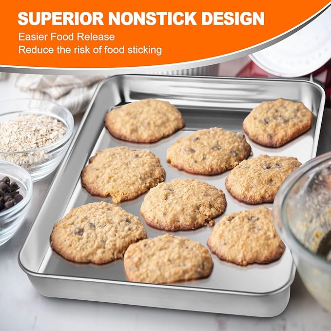 12-Piece 16 Inch Baking Sheet for Baking, Stainless Steel Cookie Sheet