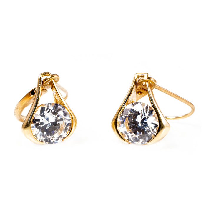 14 k Gold & Cubic Zirconia Earrings