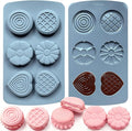 2 Pack Silicone Chocolate Muffin Molds,Round &Heart Shape Baking Pan 6 Cavites Flower Silicone Baking Mold for Ice Jello Cookies Mini Cake Macaron Waffle Cupcake Desserts Making