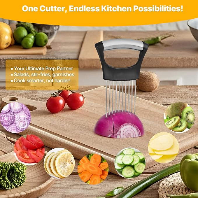 2 PCS Onion Holder for Slicing, Vegetable Slicer Slice Cutter Chopper Guide