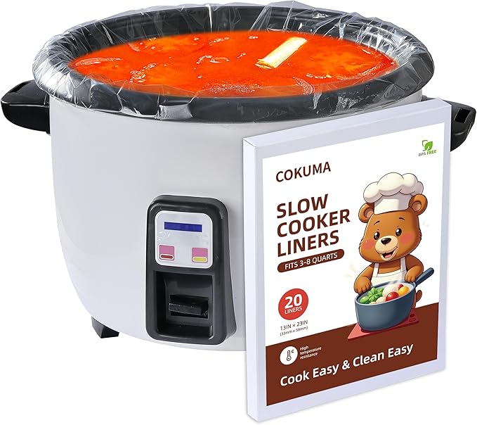 20 Pack Slow Cooker Liners for Crock Pot, Fits 3-8 Quarts (13"x 21")