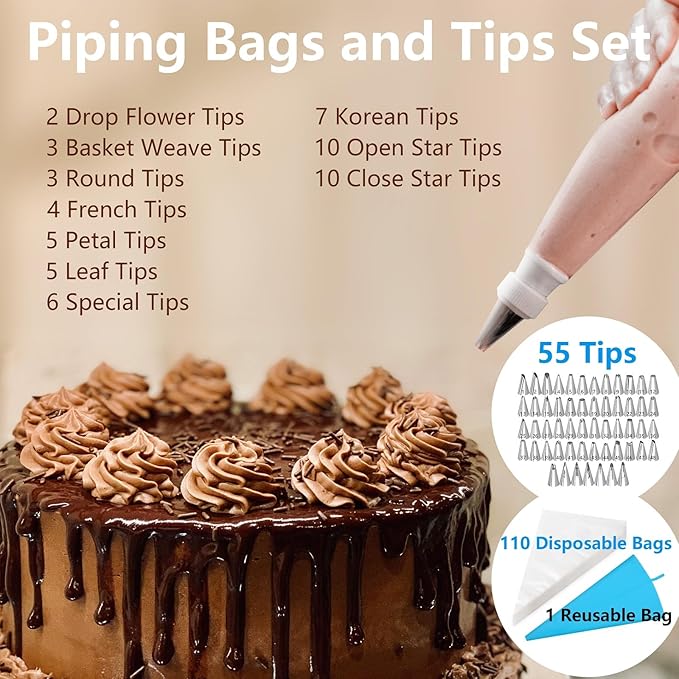 200PCs Cake Decorating Supplies Kit for Beginners, Cake Icing Tools Set