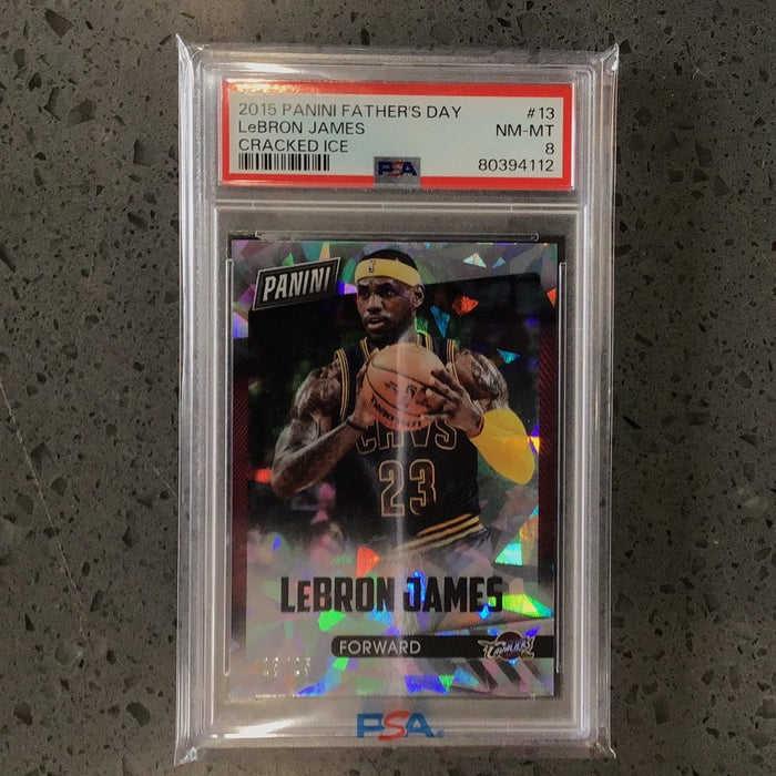 2015 Panini Fathers Day LeBron James Cracked Ice PSA 8 (4112)