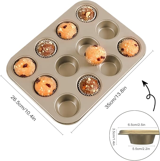 2er-Set Muffinblech 12 Mulden – antihaftbeschichtet & hitzebeständig