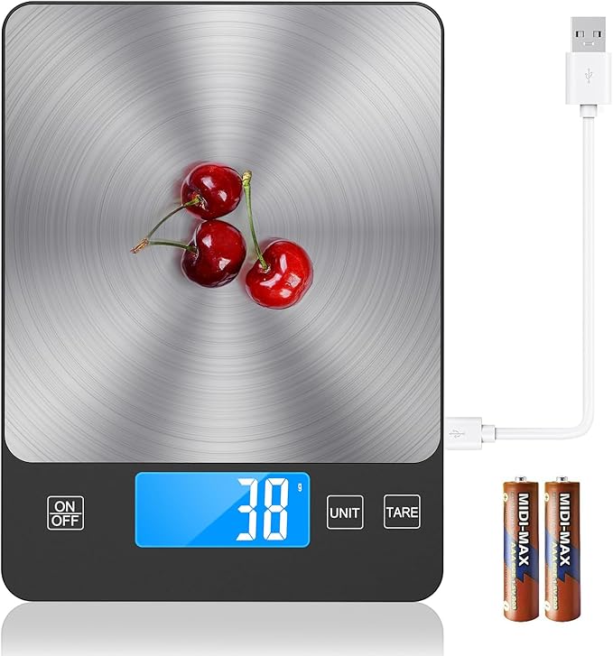 33lb Food Scale, NASA-Grade Digital Kitchen Scale, Precisely Measures Grams and Ounces for Baking and Cooking, Waterproof Tempered Glass & Stainless Steel Platform