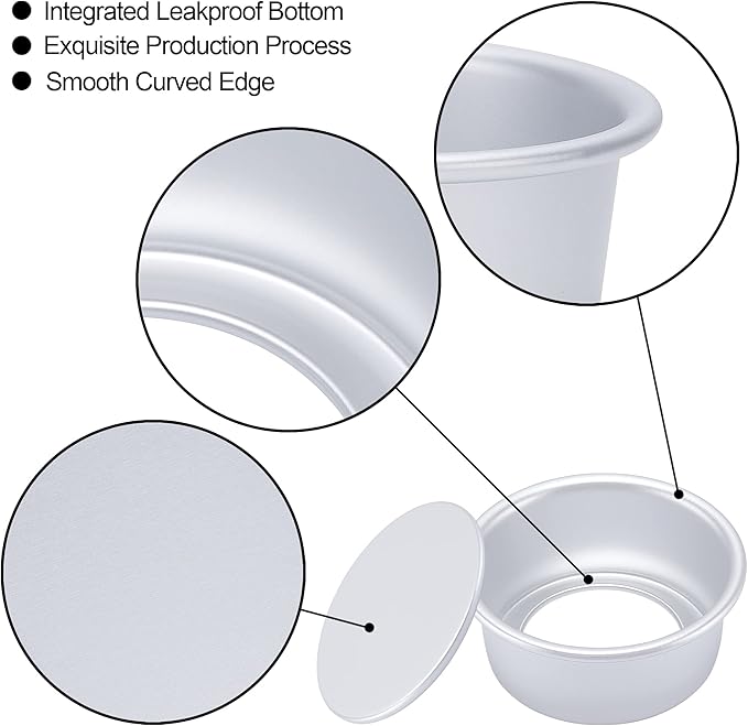 4 Inch Cake Pan Set of 8, Aluminum Mini Cake Pans & 100PCS Parchment Paper