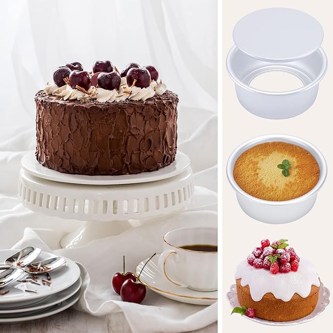 4 Inch Cake Pan Set of 8, Aluminum Mini Cake Pans & 100PCS Parchment Paper