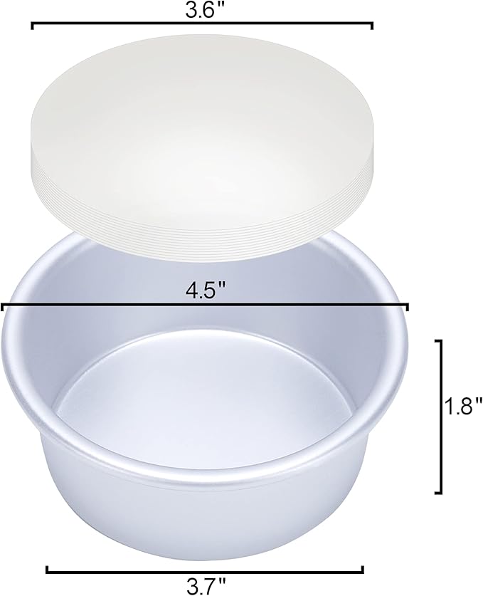 4 Inch Cake Pan Set of 8, Aluminum Mini Cake Pans w/ 100PCS Parchment Paper