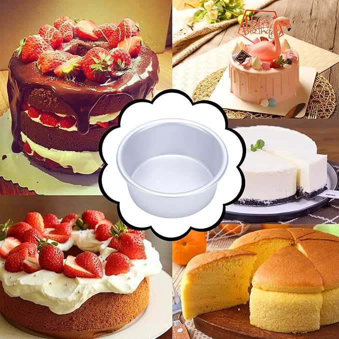 4 Inch Cake Pan Set of 8, Aluminum Mini Cake Pans w/ 100PCS Parchment Paper