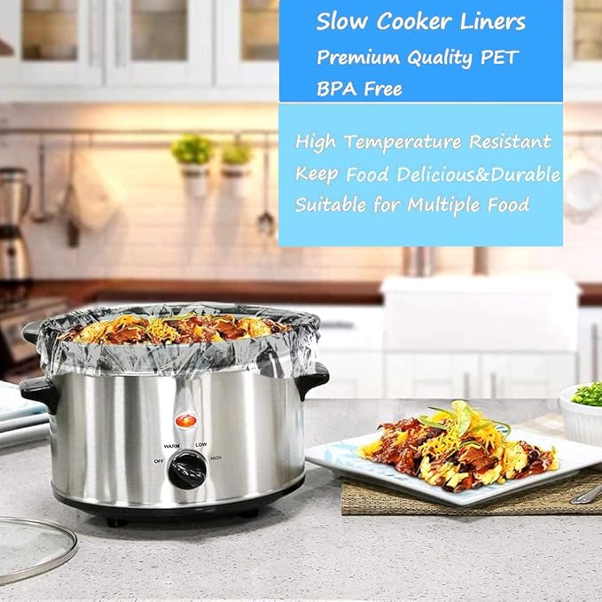 40×Slow Cooker Liners, Large pot Liner Disposable Cooking Bags, Fit 3QT to 8QT for Slow Cooker, pot, Suitable for Oval & Round Pots 13"x 21" /Bag