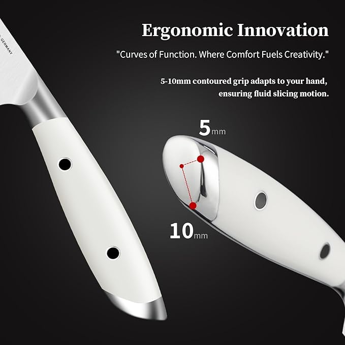 5 inch Paring Knife, German Stainless Steel, Ivory White Handle
