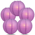 5-Pack 24 Inch Violet / Orchid Parallel Ribbing Round Paper Lantern - Luna Bazaar | Boho & Vintage Style Decor