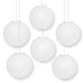 6-Pack 18 Inch White Parallel Ribbing Round Paper Lanterns - Luna Bazaar | Boho & Vintage Style Decor