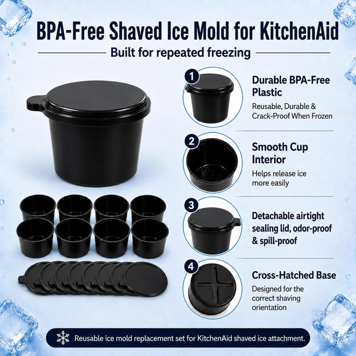 8 PCS Ice Molds Accessory for KitchenAid Shaved Ice Attachment,BPA-Free