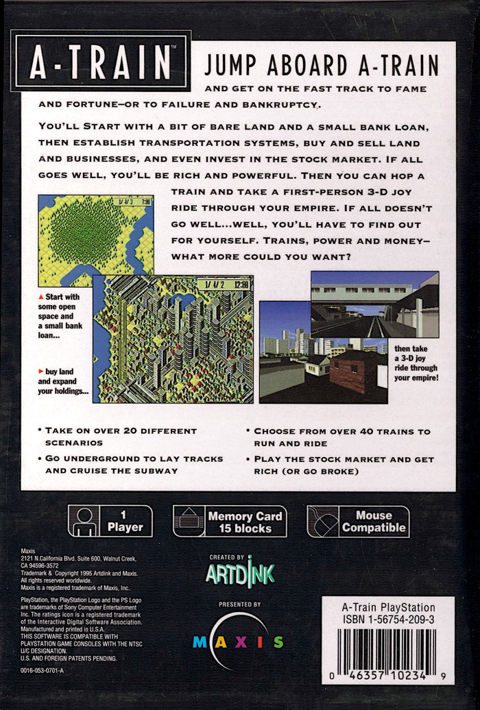 A-Train Playstation - Video Game - Used - CaveGamers - Image 2