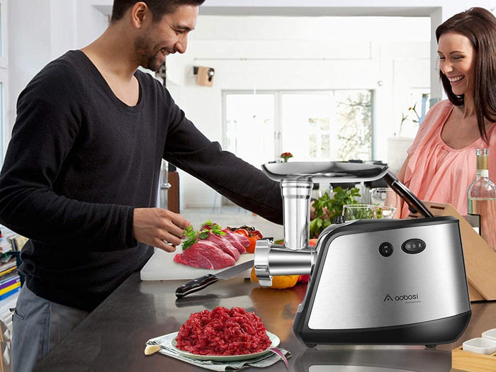 AAOBOSI Meat Grinder Electric, [2800W Max] Meat Grinder, Cheese Grater, Sausage Maker & Kibbe Kit for Home Use