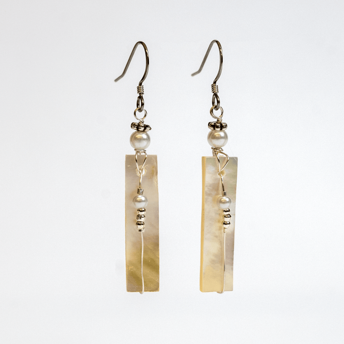 Abalone Stick Wire Wrap Earrings