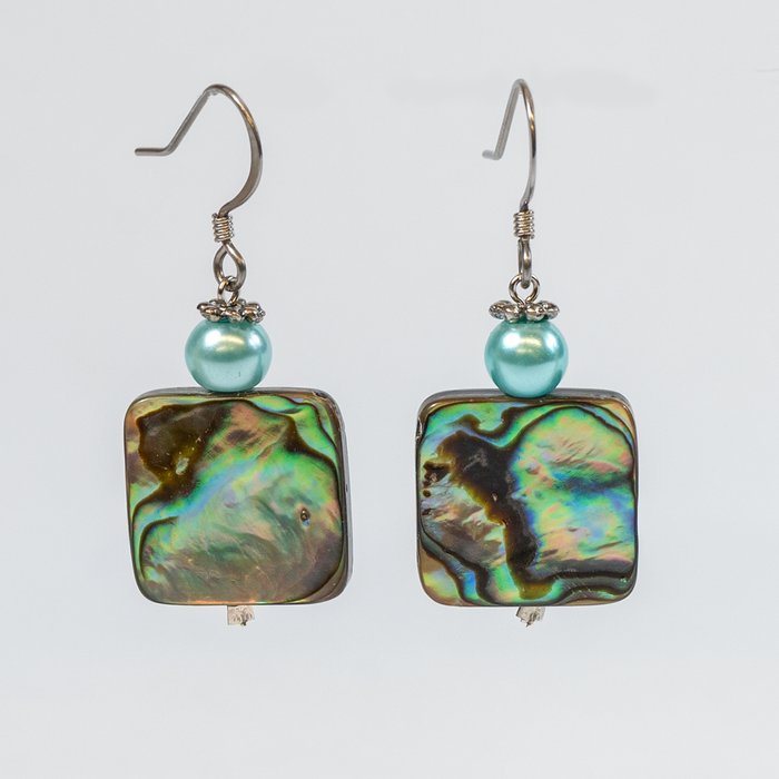 Abalone with Freshwater Pearl Earrings
