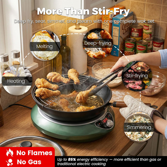 ABangDun 1700W Concave Induction Wok Burner, 120V Electric Wok Cooker