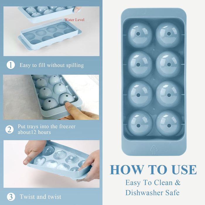 Aibirui 1.8" x 16 Ices,Round Ice Cube Mold,Round Ice Cube Trays for Freezer