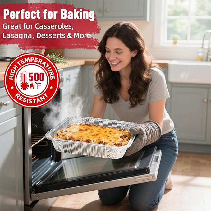 Aluminum Pans Half Size 9x13, 60 Pack, Disposable Foil Pans