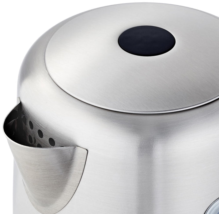 Amazon Basics Electric Stainless Steel Kettle for Tea and Coffee, BPA-Free, Fast Boiling, Auto Shut-Off, 1 Liter, 1500W, Black and Silver