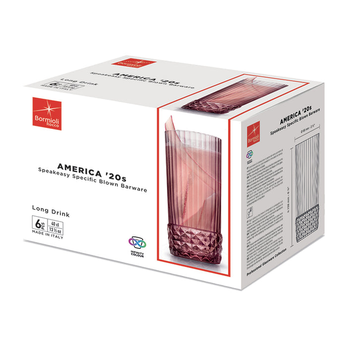America 20s Long Drink 40 cl Set 6 Pezzi Lilac Rose