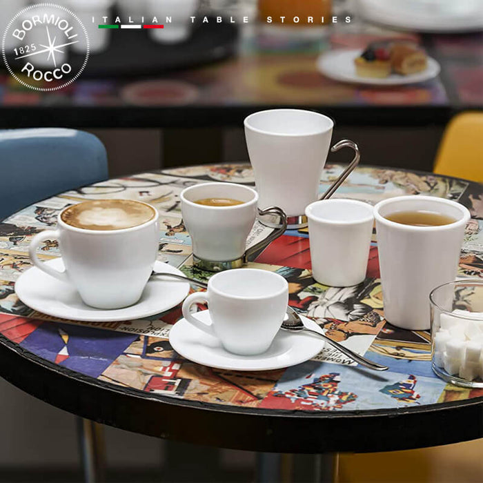 Aromateca White Oslo Tazza Caffé Espresso 10,9 cl Set 4 Pz In Vetro Opale Bianco