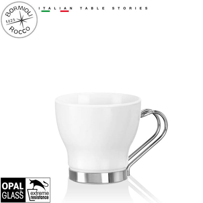 Aromateca White Oslo Tazza Caffé Espresso 10,9 cl Set 4 Pz In Vetro Opale Bianco