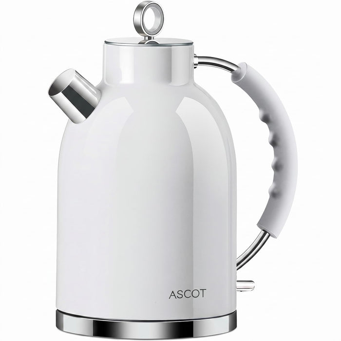 ASCOT Electric Kettle, 1.5L Stainless Steel Water Boiler, White