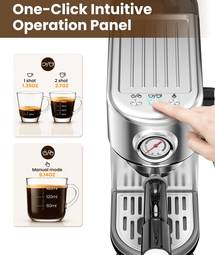 atatix Espresso Machine with Milk Frother, 20 Bar Pressure Espresso Maker