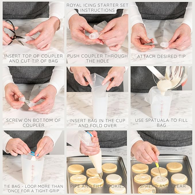 Bakerpan Royal Icing Tools Set 67 Pc Cookie Decorating Kit with Piping Bags