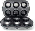 Bakexcel Non-Stick Standard Muffin Pans, 2.95" 6-Cup Set of 2 Baking Pans, Heavy Duty Carbon Steel Tins for Standard Muffins & Cupcakes