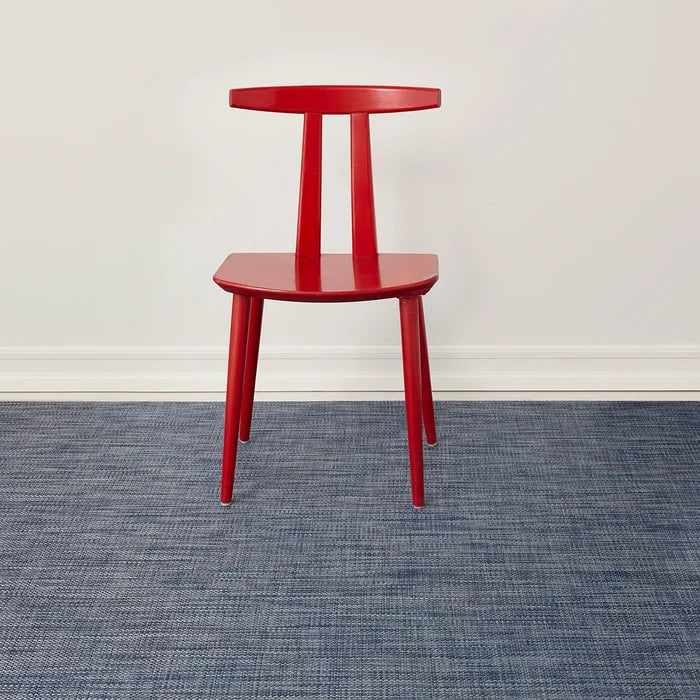 Basketweave Woven Floor Mat | Denim by Chilewich, durable indoor outdoor woven vinyl rug in blue denim