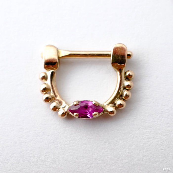 Beaded Marquise Hinged Ring from Sacred Symbols with Red Tourmaline