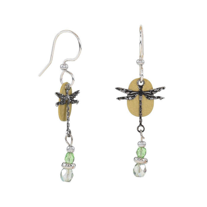 Beautiful Medusa Dragonfly Earrings front side green