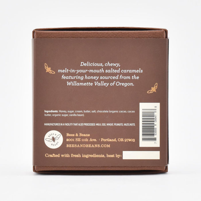 Bees & Beans Chocolate Salted Honey Caramels, 6pc