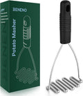 Beneno Ergonomic Soft Grip Stainless Steel Potato Masher, Black