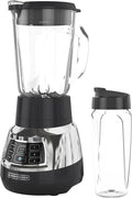 Black+Decker Quiet Blender with 6-Cup Cyclone Glass Jar, 3 Speeds + 3 Functions & Serrated Blade Technology for Faster Blending, Pulse Button and 24-oz Personal Jar, 900W