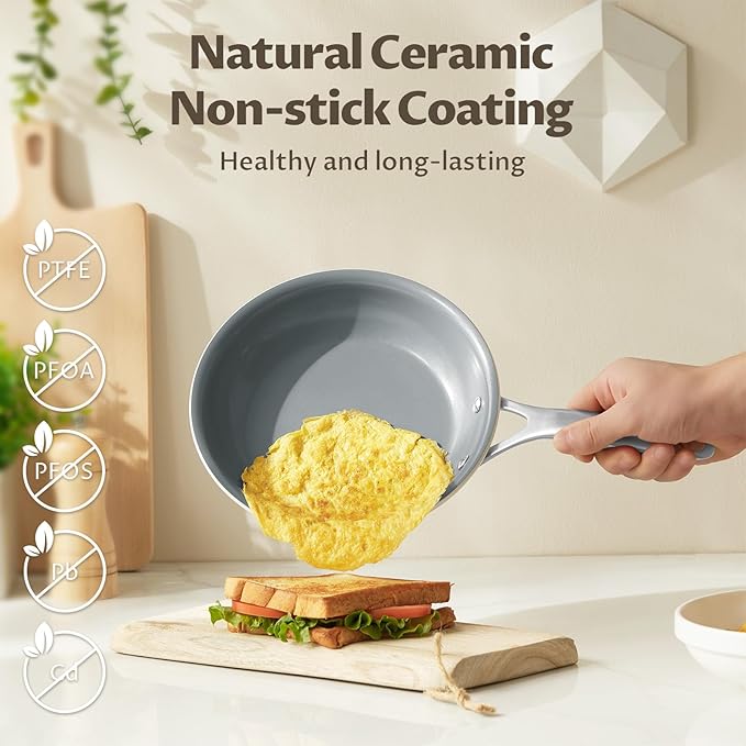 BLAZANT Ceramic Nonstick Frying Pan Set, 3-Piece Skillets PFAS-Free
