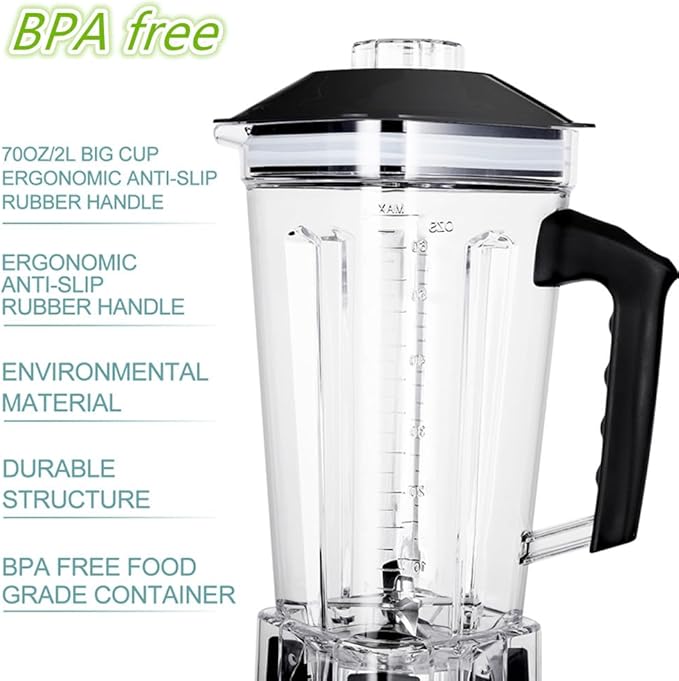 Blender Professional Countertop Blender, 2200W High Speed Commercial Blender for Shakes and Smoothies with 70Oz BPA Free Container, Smoothie Maker for Crushing Ice, Frozen Dessert, and Nuts etc.